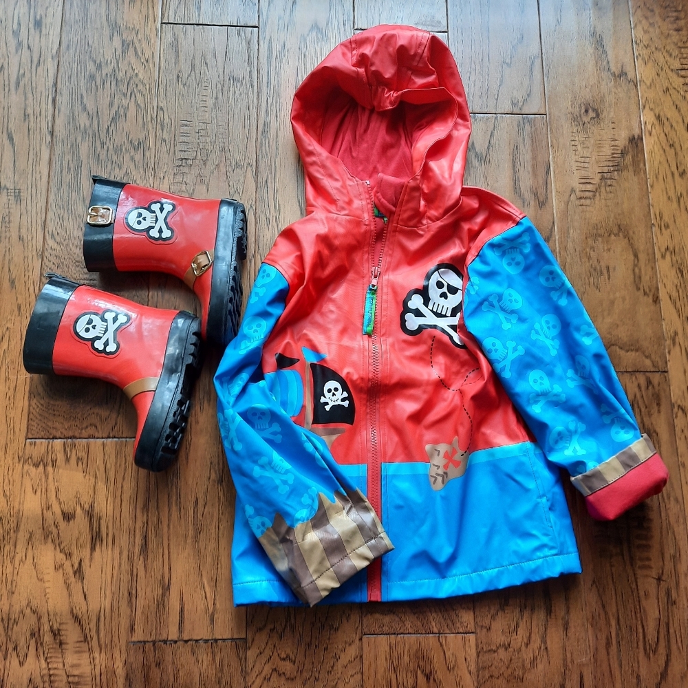 Stephen Joseph Boys Pirate Rain Jacket and Boots